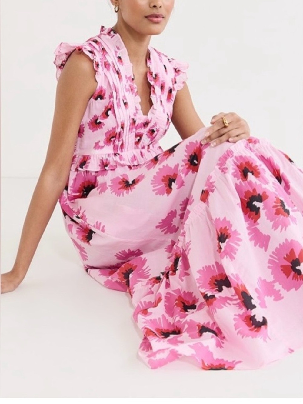 Banjanan Constance Pink Floral Maxi Dress
